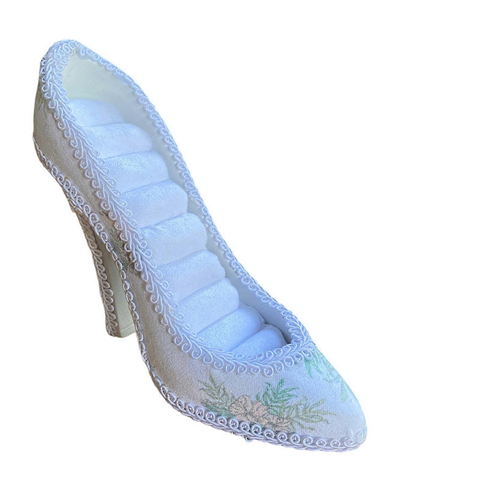 Decorative Plush Fabric Jewelry Display Stand with Secure Base High Heeled Shoes Storage Rack for Earrings Ring