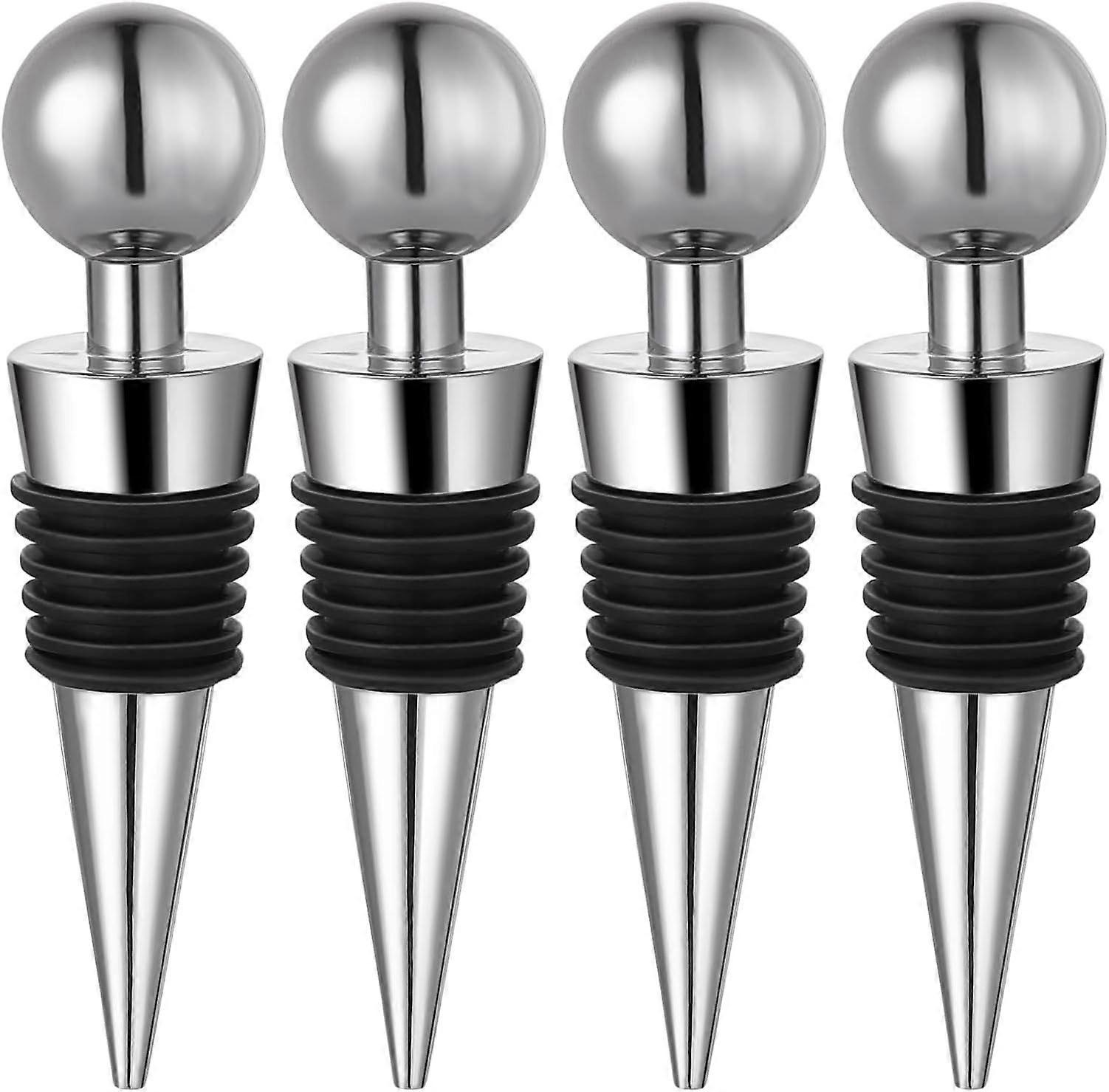 Set of 4 reusable wine bottle stoppers for wine, champagne, prosecco, beer, spirits