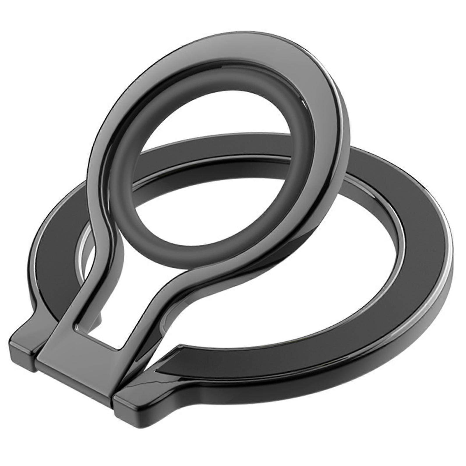 Tablet Phone Rings Holder Stand Bracket with Powerful Magnetic, Comfortable Grip, 360 Rotatable, Multiangle Desk Support Black
