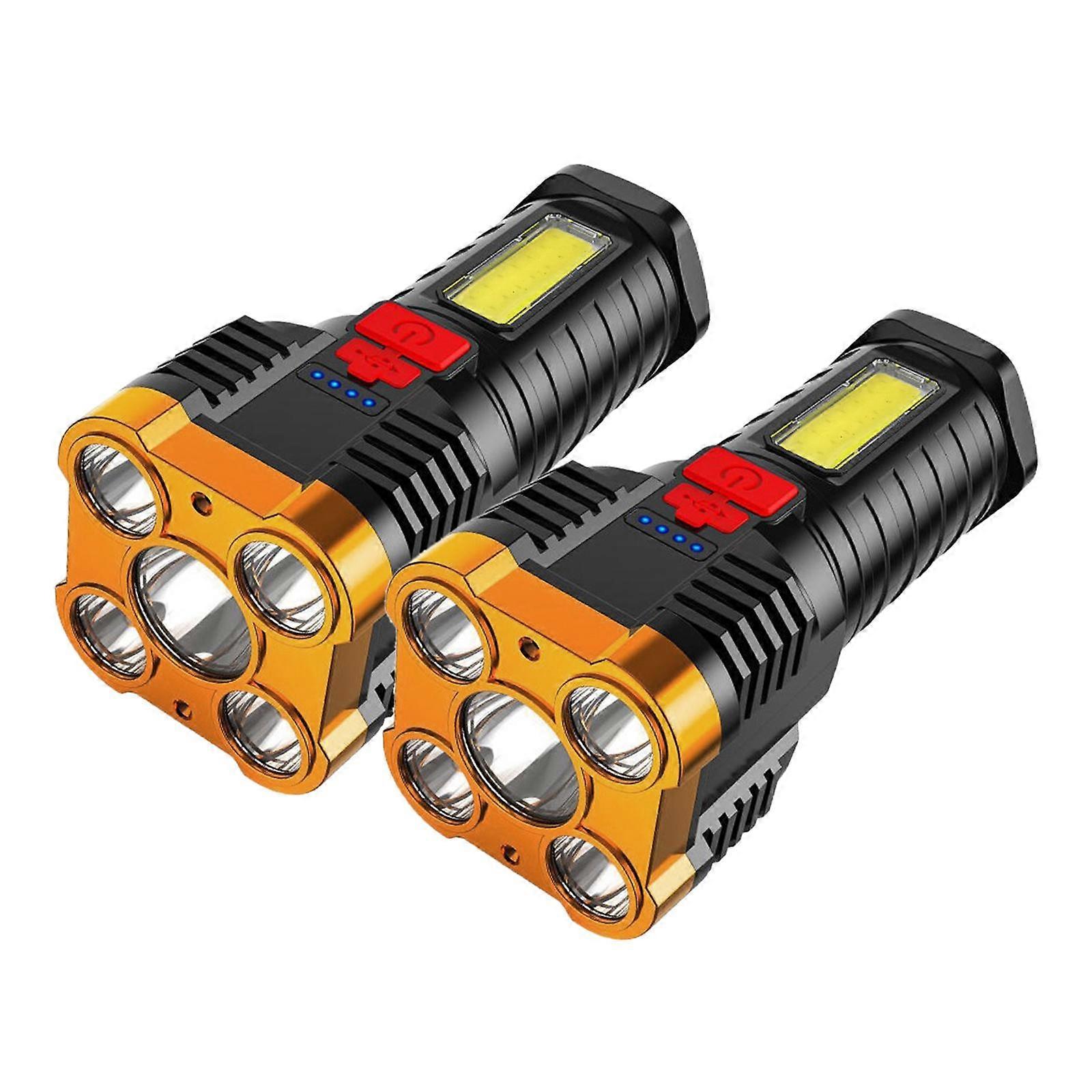 2x Super Bright LED Flashlight Mini USB Rechargeable Lamp 3Modes Light