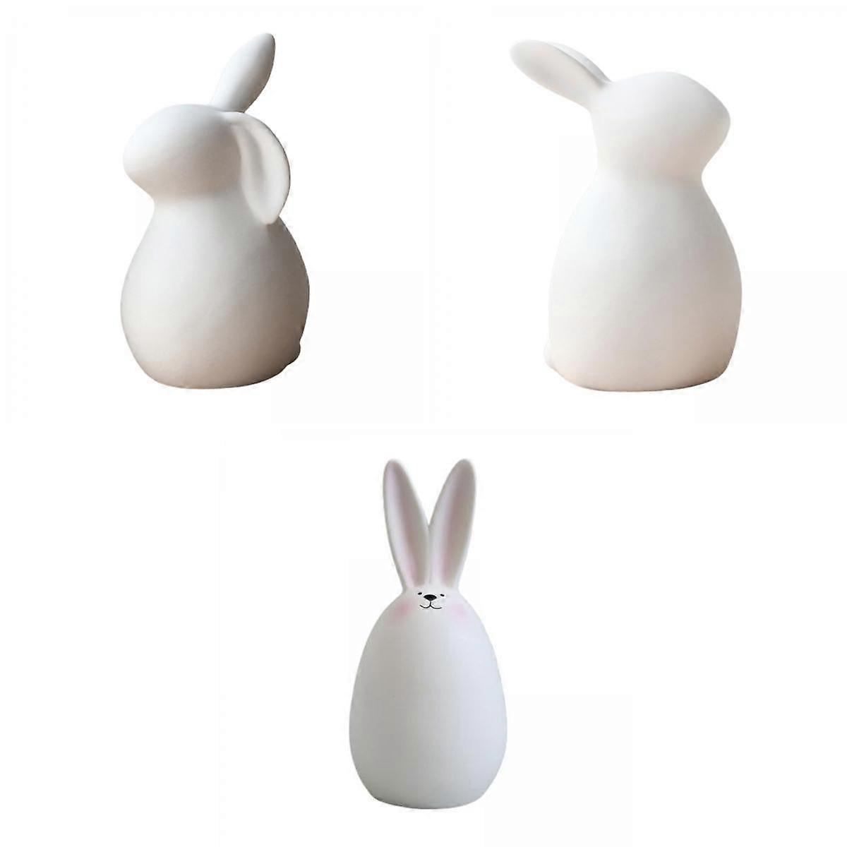 3x Easter Bunny Figurines Collectible Figures Rabbit Statue