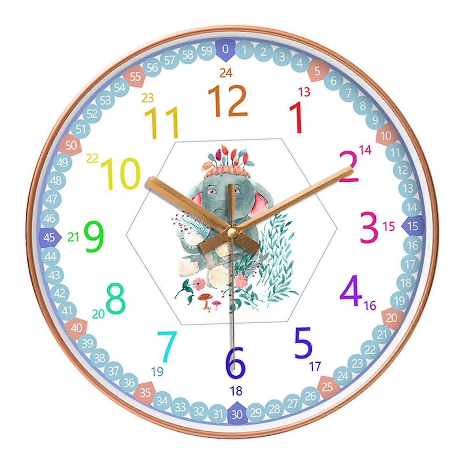 Homyl Telling Time Teaching Clock Kids Learning Silent Wall Clock
