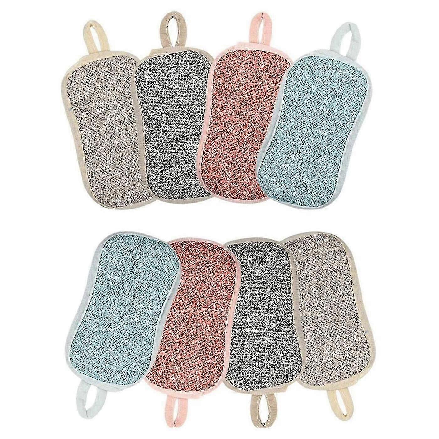 8 Pieces Double Sided Scouring Cloth Reusable Odorless