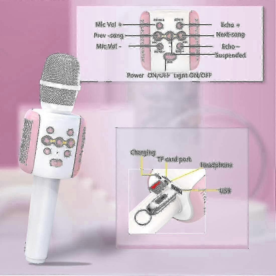 Wireless Bluetooth Karaoke Microphone with LED Light, Kids Karaoke Machine, Handheld Wireless Microphone