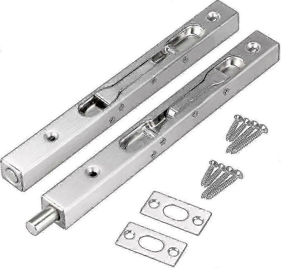 Pack Of 2 Door Flush Bolt Latch Lock Concealed Door Bolt Security Lever Action 304 Stainless Steel Brushed Slide Latch With Strike And Screws(st