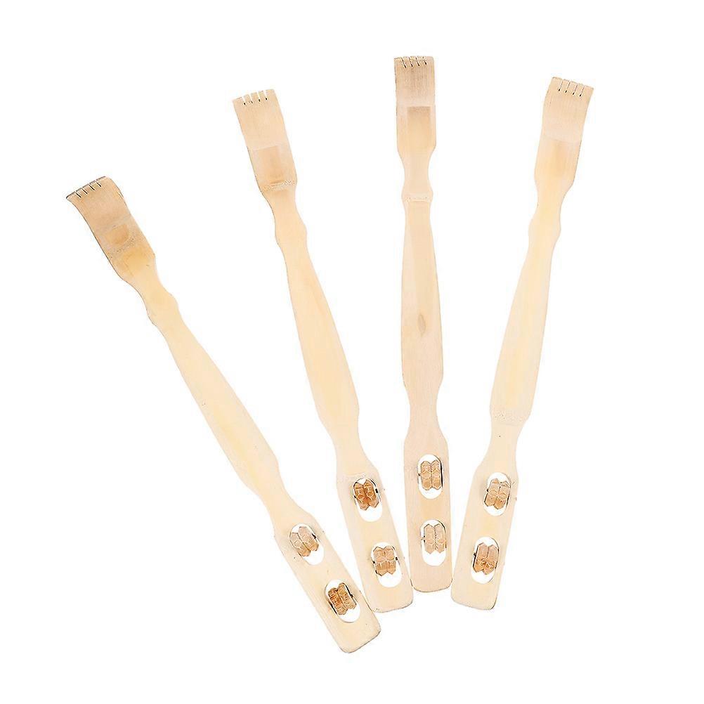 Bamboo Back Scratcher for Home Use Comfortable and Smooth Surface Khaki 4Pcs
