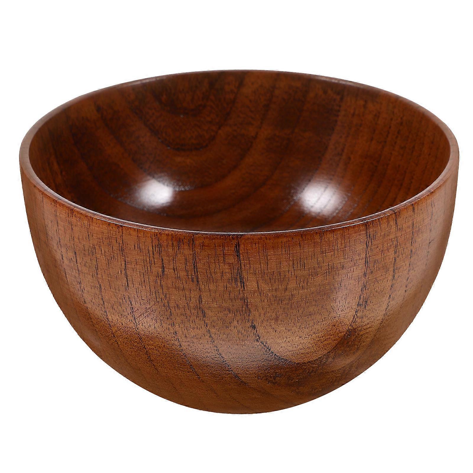 Round Edge Wooden Serving Bowl, Safe to Use, Holds Large Volumes of Food
