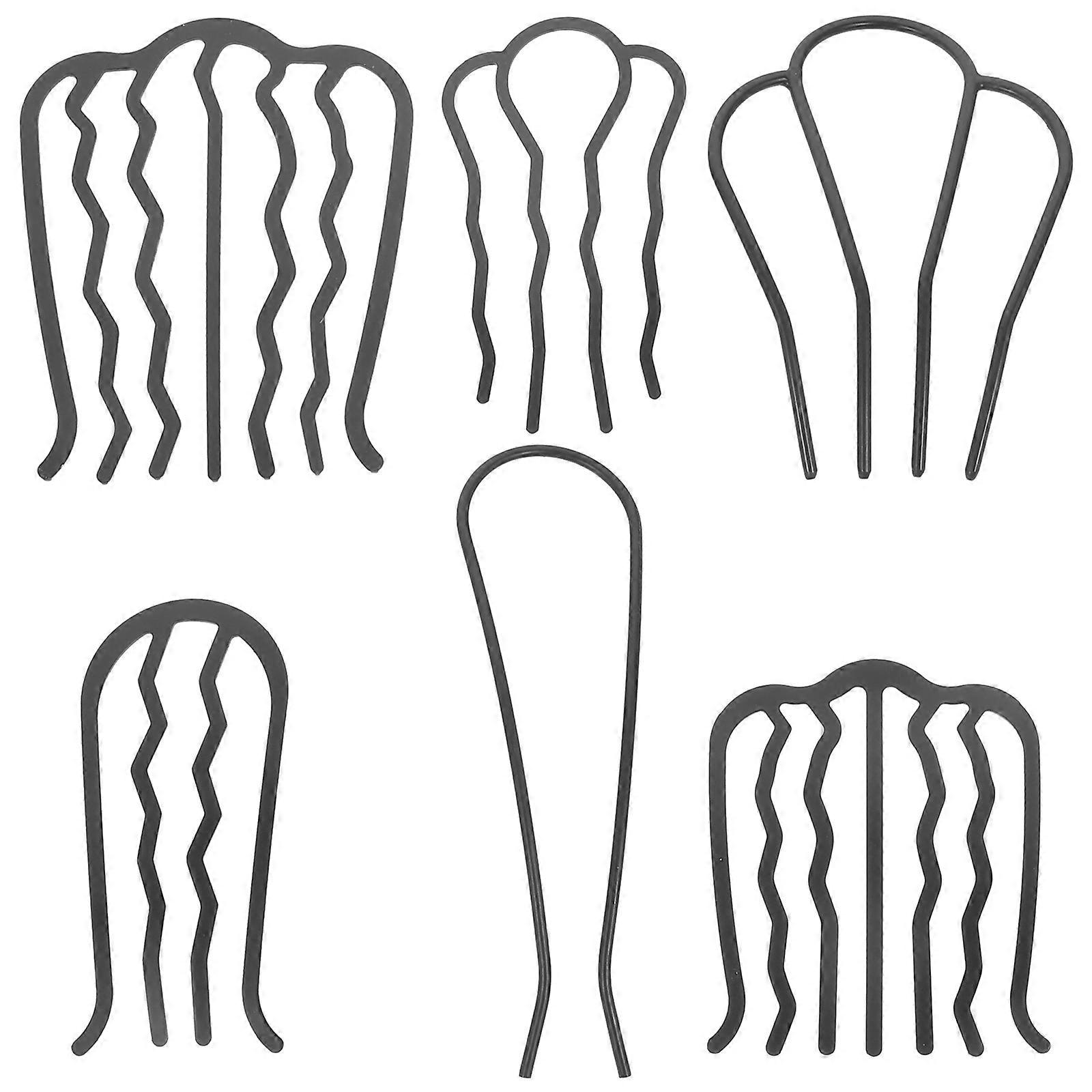 Hairstyle Combs Teeth Hair Comb Iron Material Lightweight Design 6Pcs