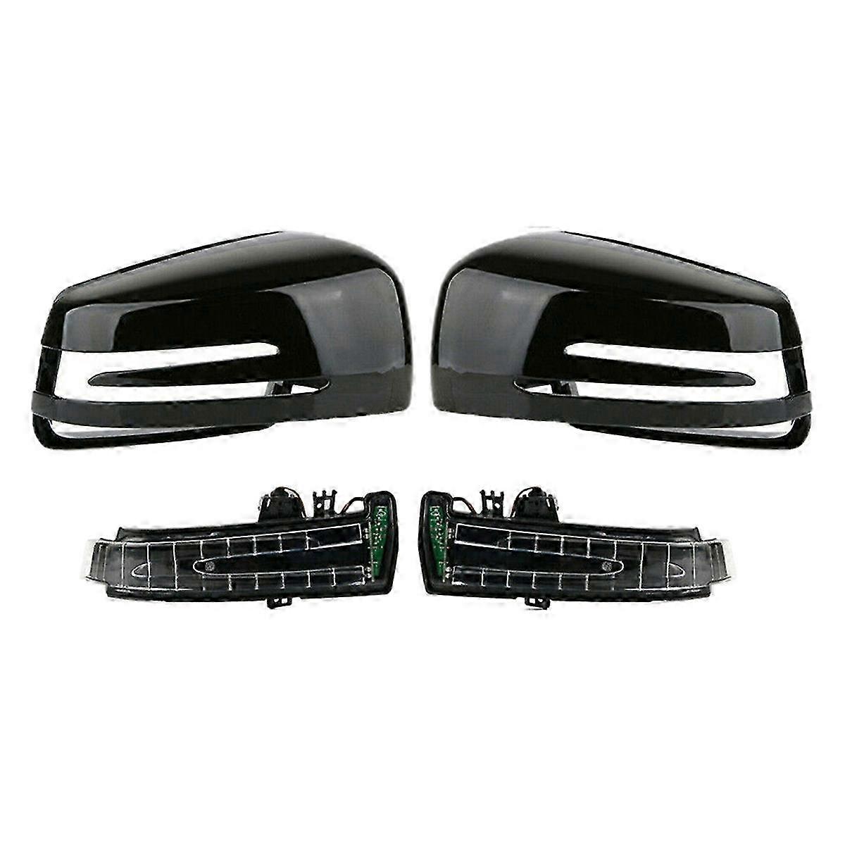 Car Door Mirror Cover with LED Turn Signals for C E S Class W204 X204 W212 W221 C300 C218 2007-2013 Edition 0613