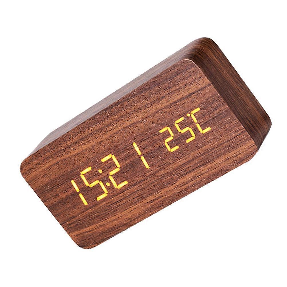 Clock with Silent Alarm and Smooth Wood Finish