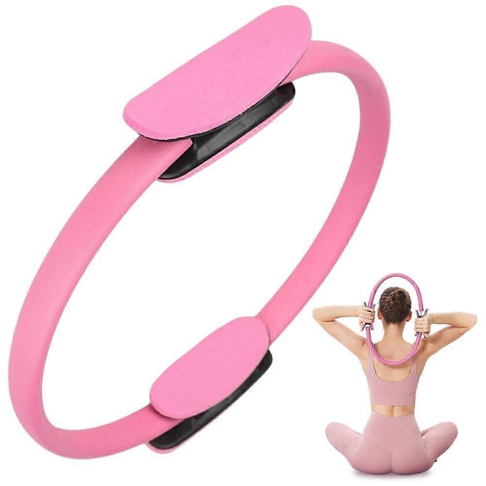 Pilates Ring, Double Handle Yoga Exercise Circle, Light Fitness Magic Resistance Ring, Pink 38CM