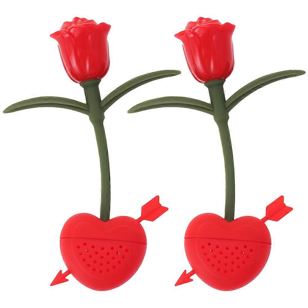 Cute Tea Strainer Loose Tea Filter Red Home Use 2Pcs
