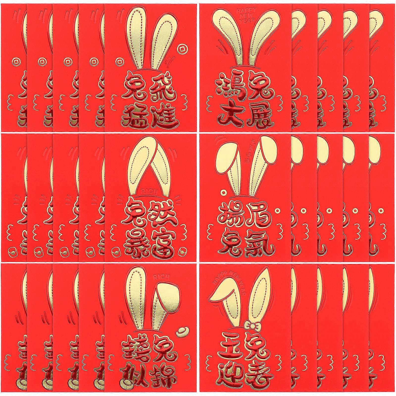 Lunar New Year Red Packets Paper Material present for Chinese Lunar New Year Zodiac Rabbit 11.5X8CM 30Set