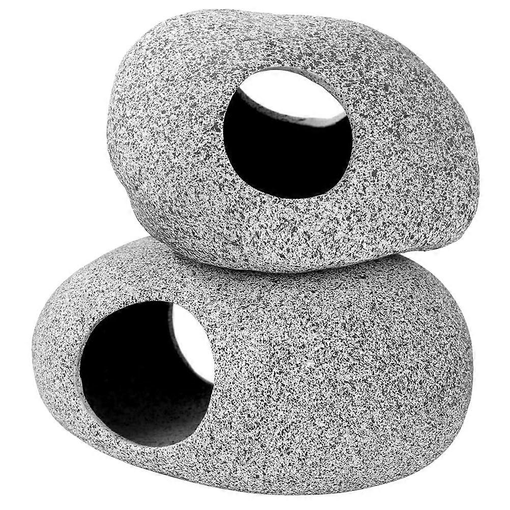 Fish Tank Stone Decor Aquarium Decoration Fish Hideout Realistic Stone Appearance 11.00X8.00X5.50cm Privacy Space 2Pcs