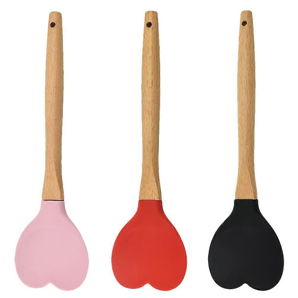 Kitchen Food Spatula Heart Shaped Spatula For Cooking Scraping Red 27.20X7.50X1.00CM Stirring 3Pcs