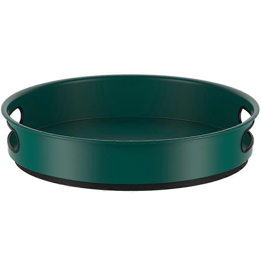 Turntable Cabinet Storage Rack Round Green Stainless Steel Spice Shelf 25.5X25.5X5.8CM Easy Access 1Pcs