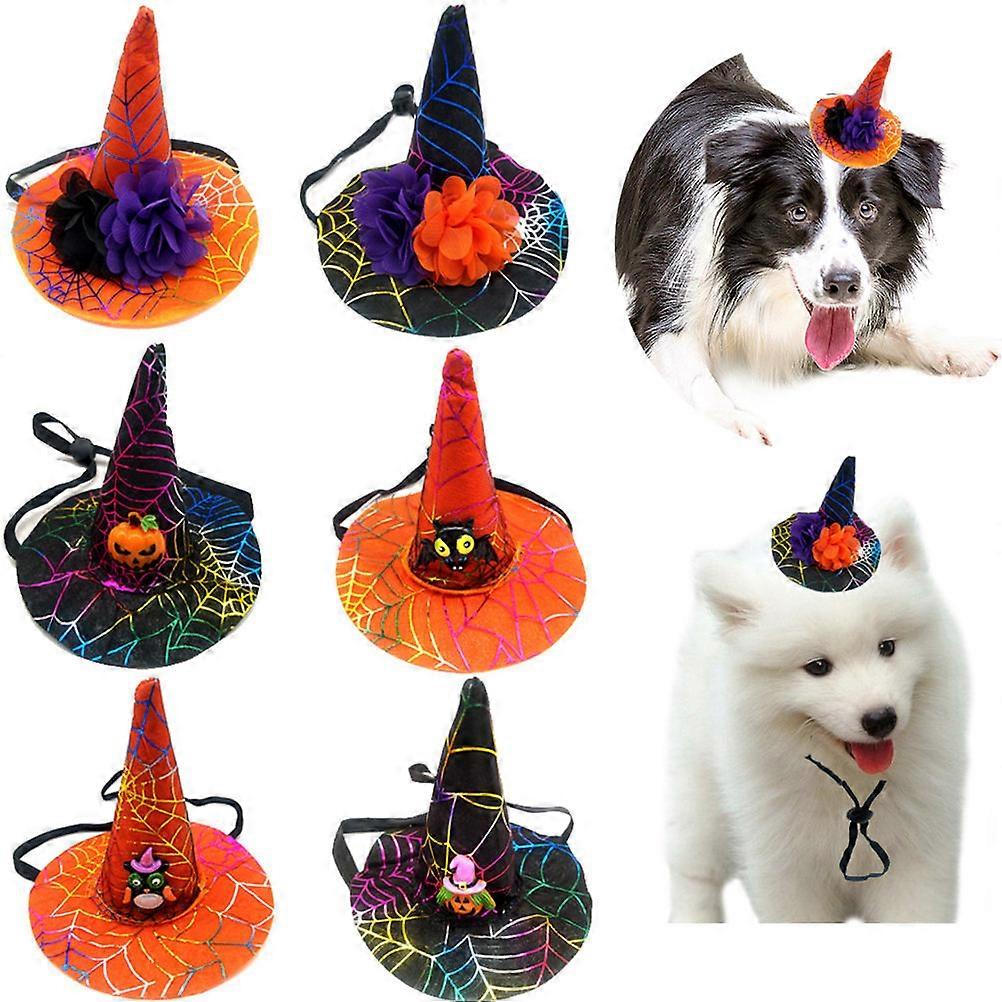 Halloween Hat Pet Headpiece Pointed Hat for Pets 6Pcs Assorted Colors