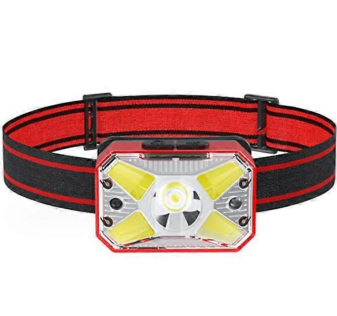 Led Head Torch Rechargeable,1200mAh Battery Powered USB for Fishing, Camping, Reading, Hiking, Cycling, etc.(Red)