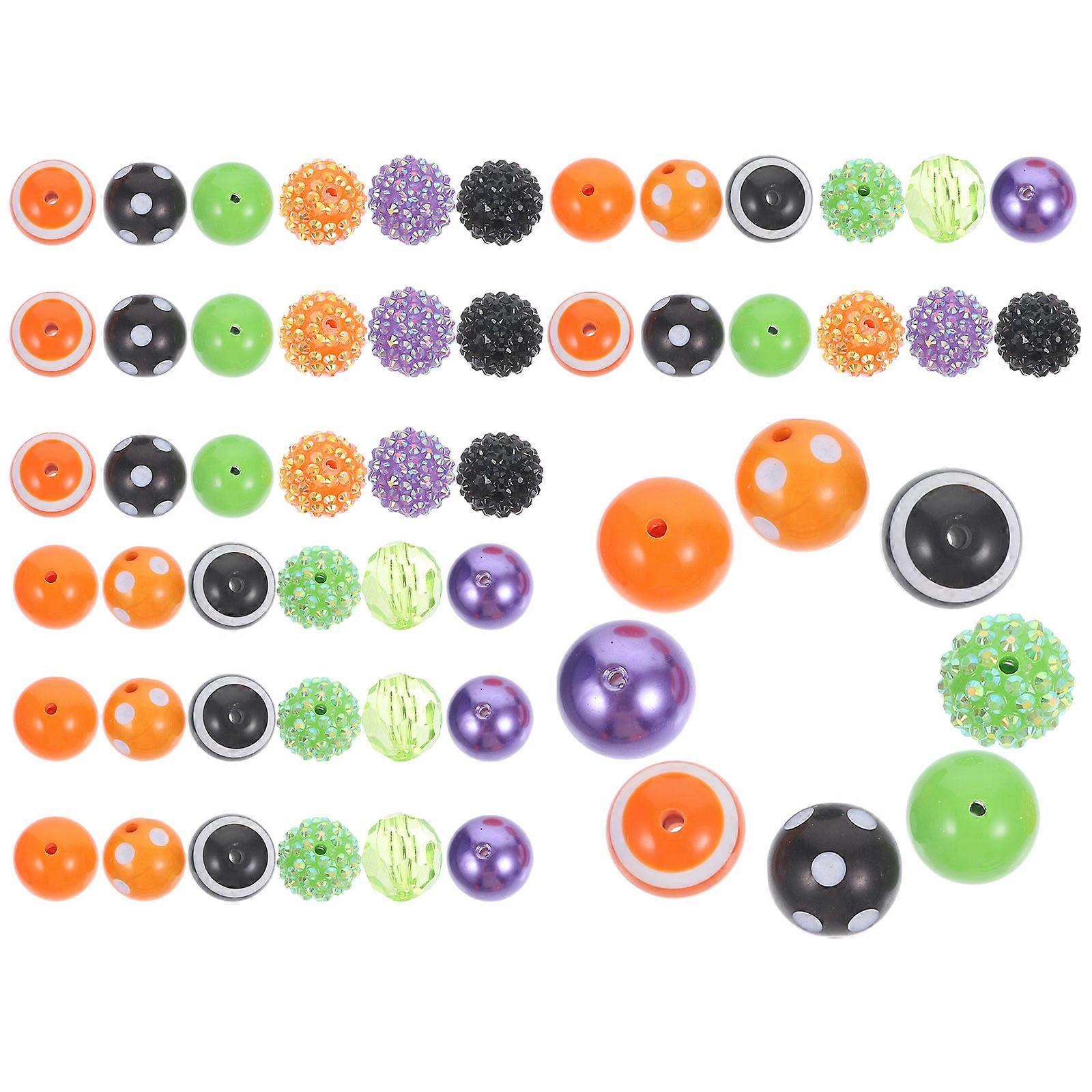 Diy Beads Acrylic Beads Halloween Beads For Crafts Assorted Color 2X2cm Decoration All Ages 50Pcs
