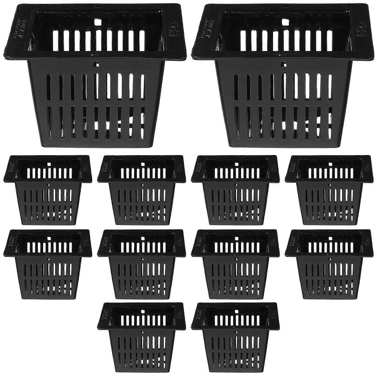 Square Outdoor Planter Garden Slotted Mesh Net Cup Heavy Duty Filter Plant Net Pots 12Pcs