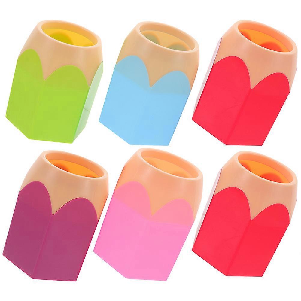 Office Pen Holder Pencil Shaped Storage Cups Assorted Color 10.00X9.00X9.00cm Organization 6Pcs