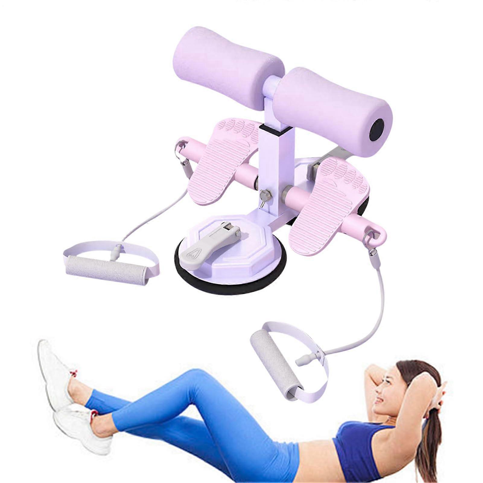 Sit-Up Equipment with 2 Suction Cups - Adjustable Height Fitness Assistant - Portable AB Trainer for Home Gym - Purple