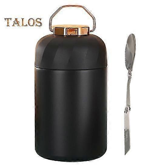 600ML Stainless Steel Food Flask Container with Foldable Spoon Non-Slip Handle Leakproof Food Jar Soup Container for Hot And Cold Food