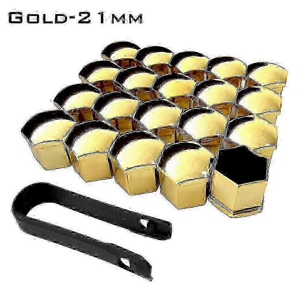 20 stk gull 21mm ABS hjulmutter dekker anti-rust krom hetter