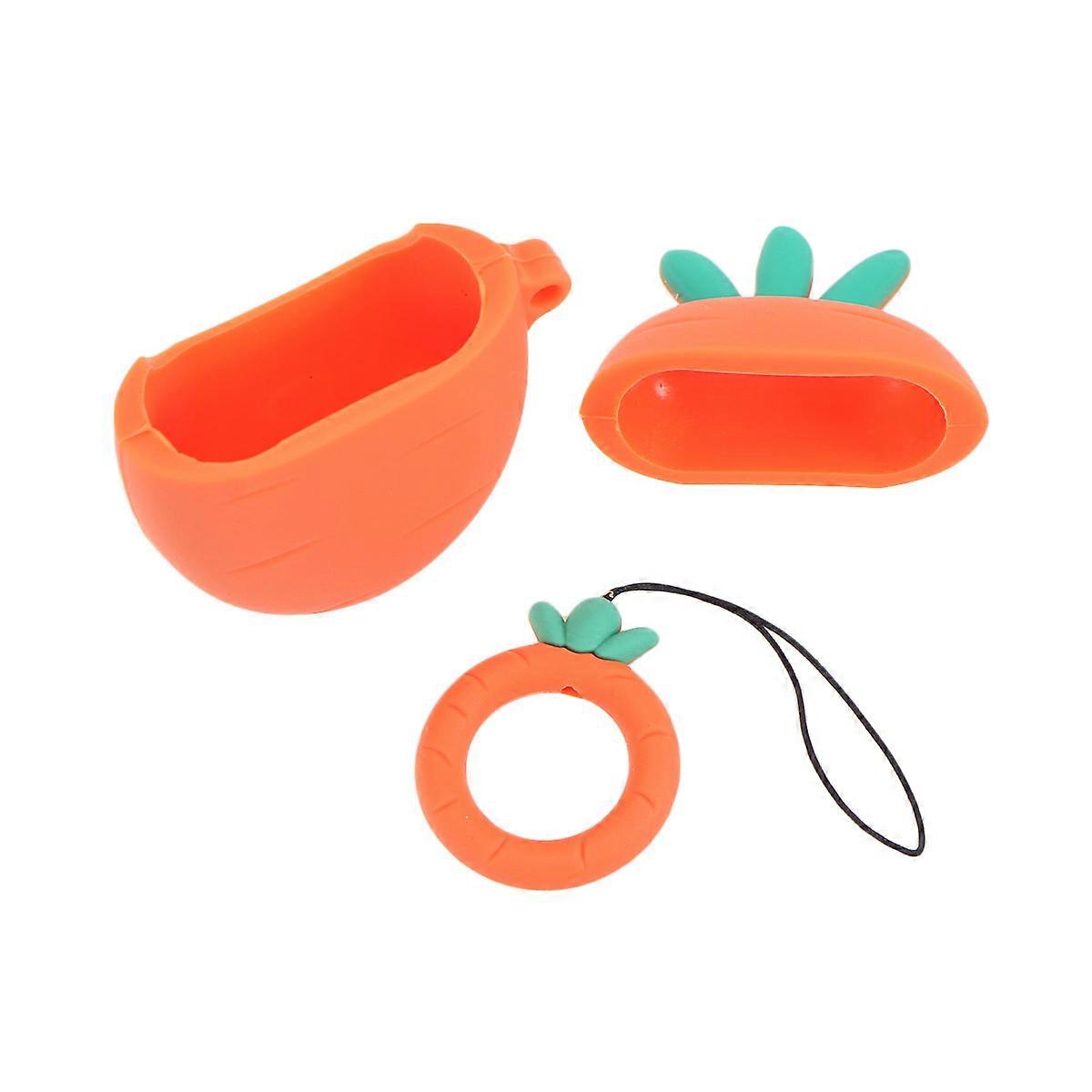 Protective Case For Earphones Carrot Shape Portable Design Compatible for AirPods Silicone Material Daily Use 1Set