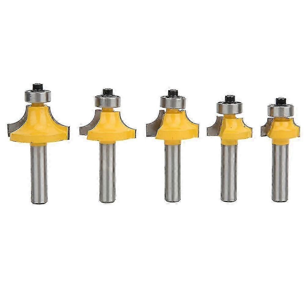 8mm Shank 5 Pcs Surface Painted Alloy Round R Corner Trimming Router Bit
