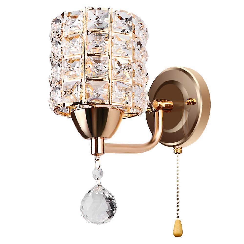 Modern Wall Light Crystal Pendant Light E14 Socket Power Pull Switch Golden Finish Lamp Not Included 1 Piece