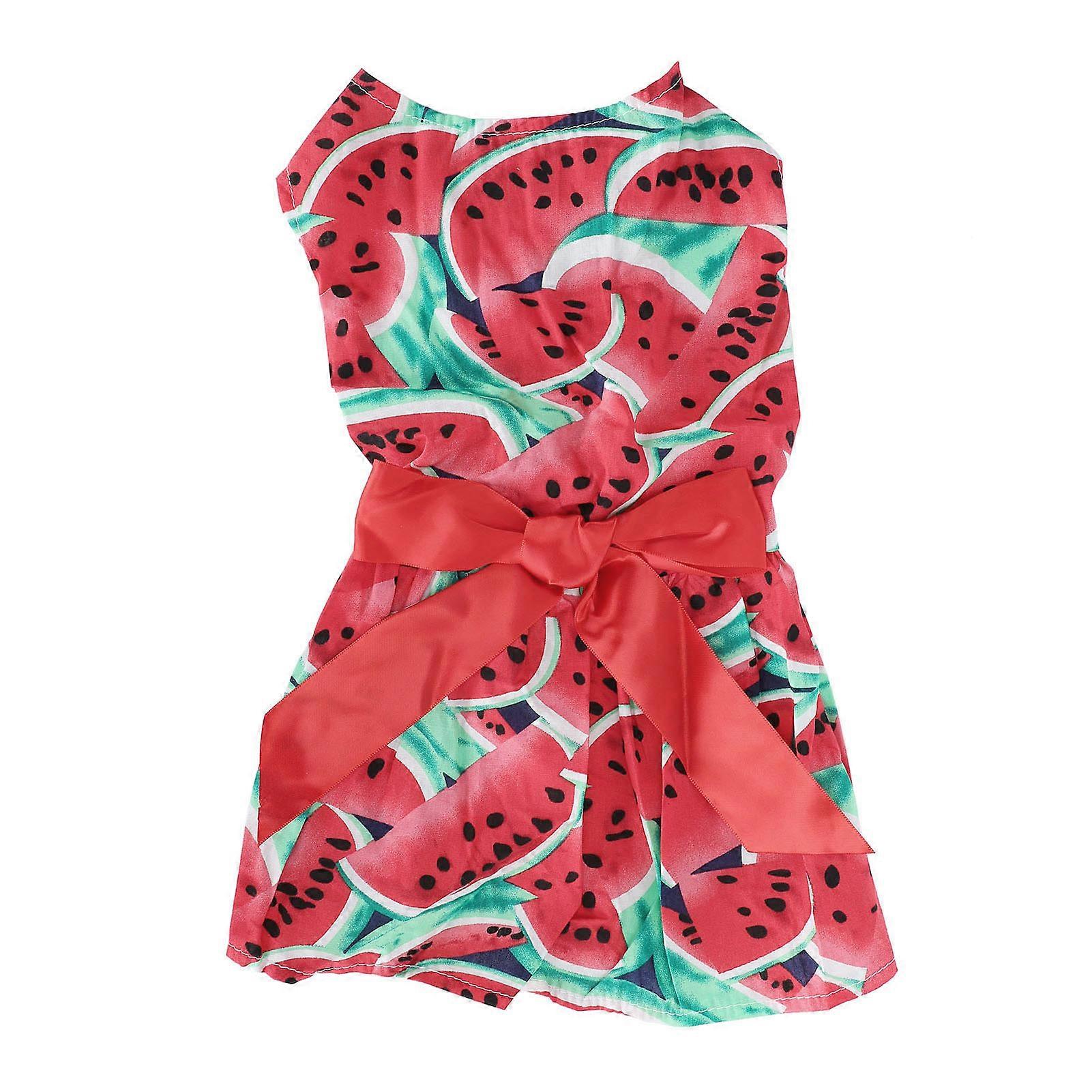 Pet Small Dog Polyester Clothes Soft Dress Costume Fruit Pattern Skirt for Summer PartyWatermelon Red S