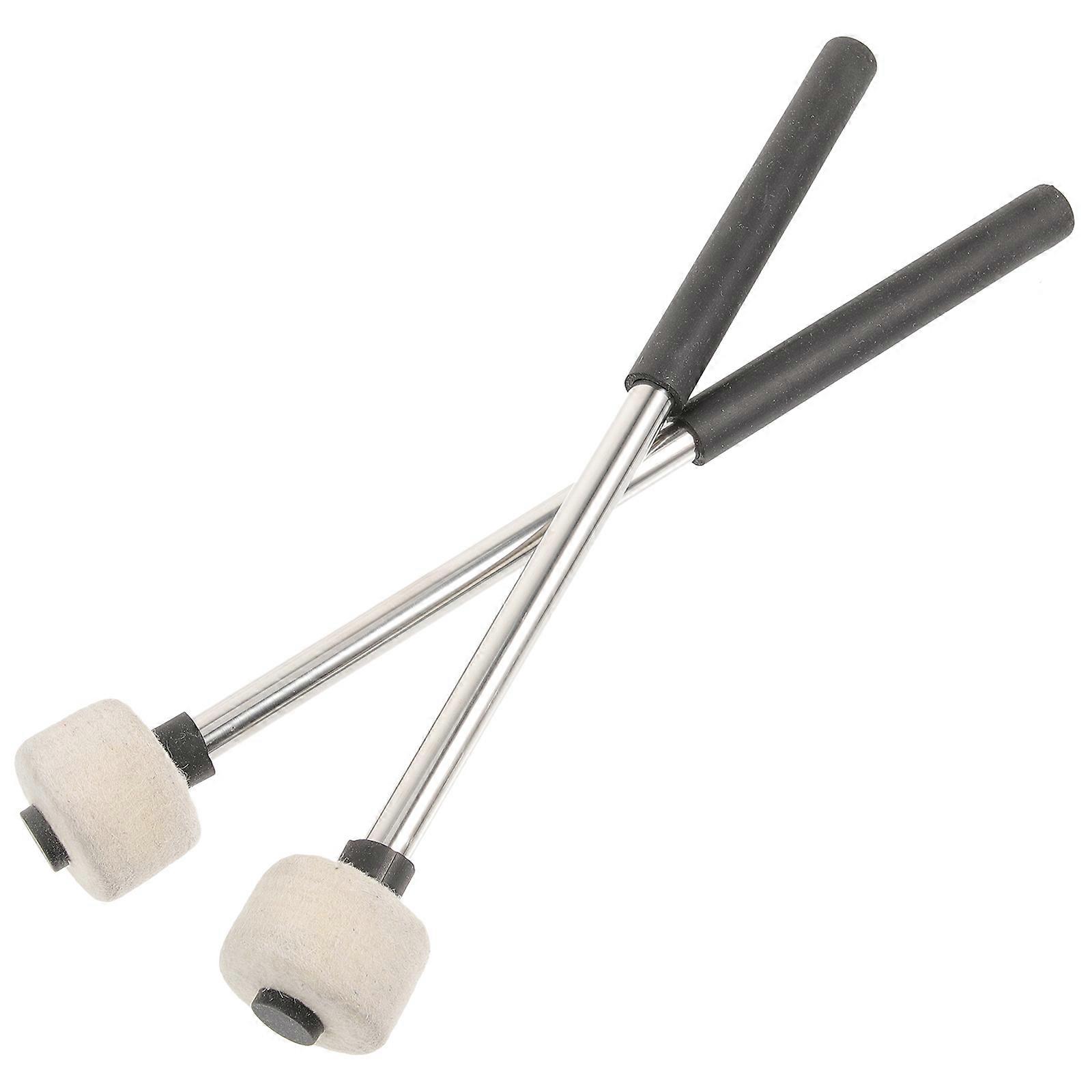 Stainless Steel Drum Mallets with Felt Heads – Durable Percussion Sticks for Jazz Practice & Classic Drumming, Comfortable Design for Musicians