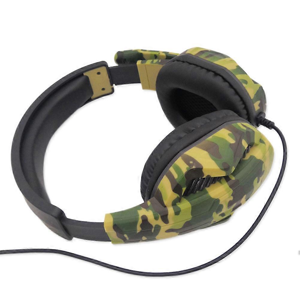 Camouflage Gaming Headset Realistic Sound Effects For Computer Use Green Color Subwoofer 1Pack