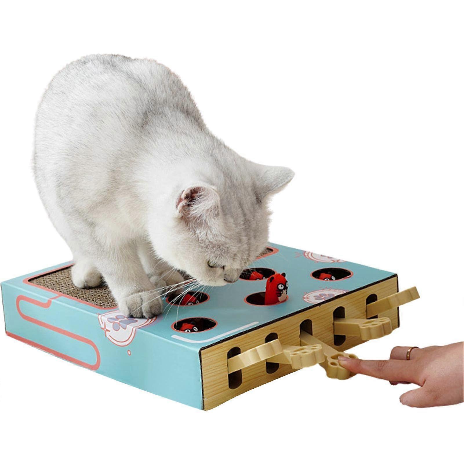 Cat Scratching Board Toy - Whack-a-Mole Interactive Cat Teaser, Durable Scratching Pad, Reduces Boredom for Kittens and Cats