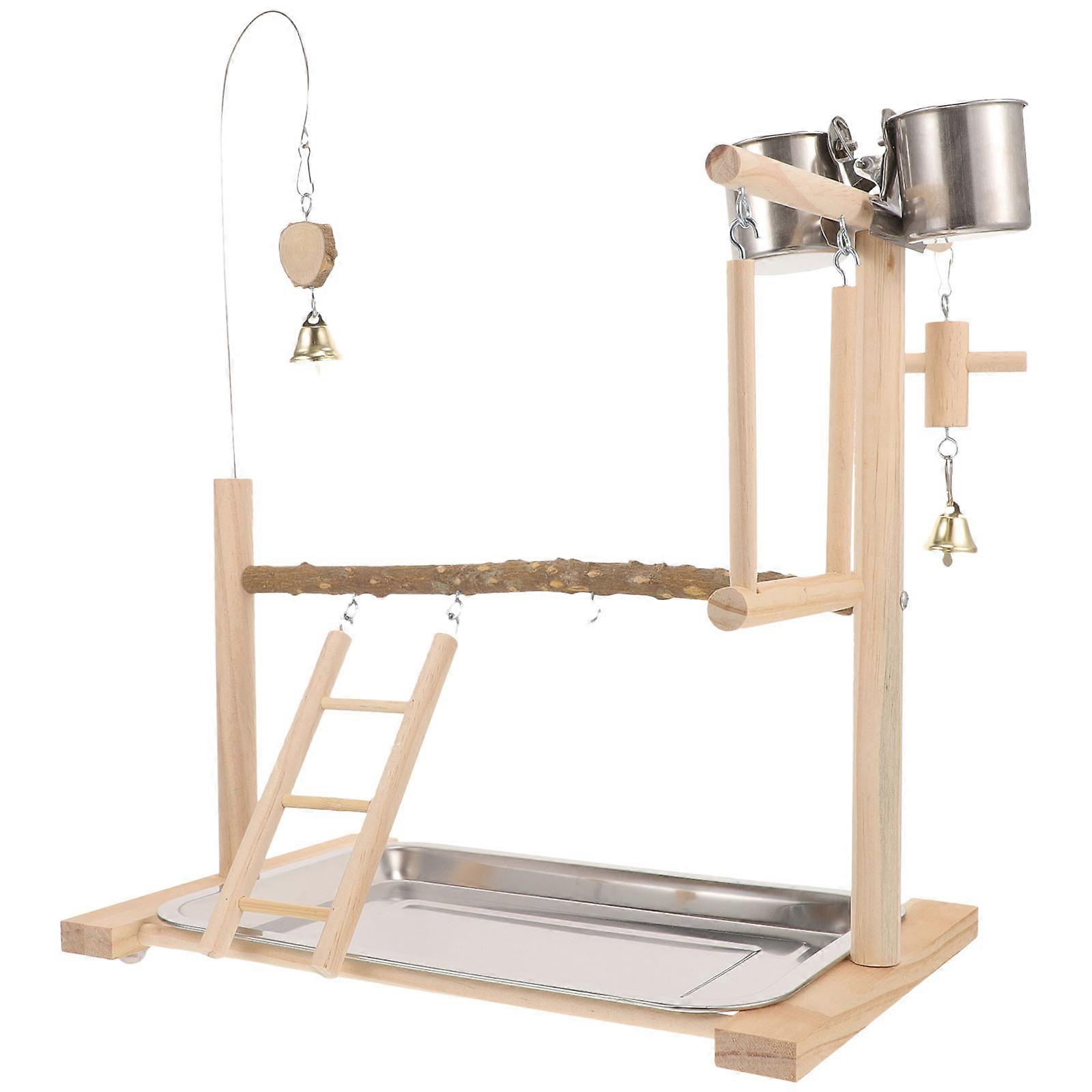 Wooden Bird Stand 1Set Assorted Color Parrot Perch with Chewable Explorer Feature