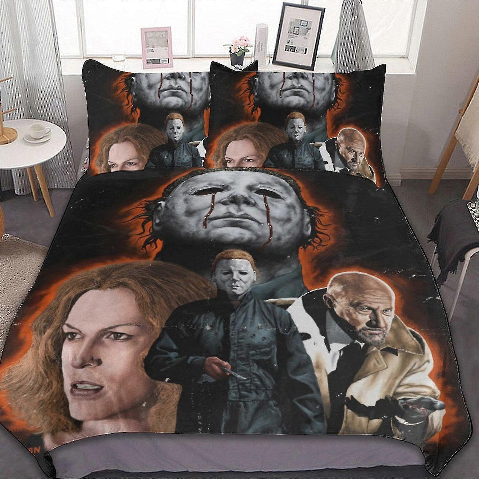 Halloween 3 Pcs Bed Sheets Set Breathable Duvet Cover with 2 Pillow Shams Soft All Seasons Bedding Set Suitable for Certain Brands