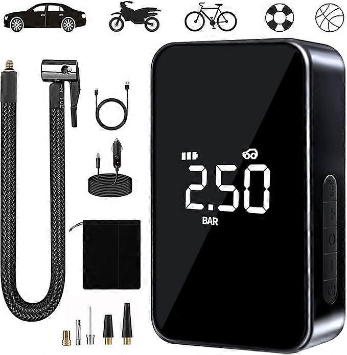 Compressor with Digital Display LED Light and USB C Port for Mo  6000mAh Mini Electric Inflator  150PSI Electric Bicycle Pump Portable Air Compressor