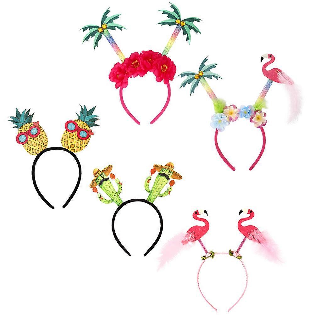 Durable Plastic Headbands Hawaiian Theme Party Props Pineapple Decorations Safe to Use 5Pcs