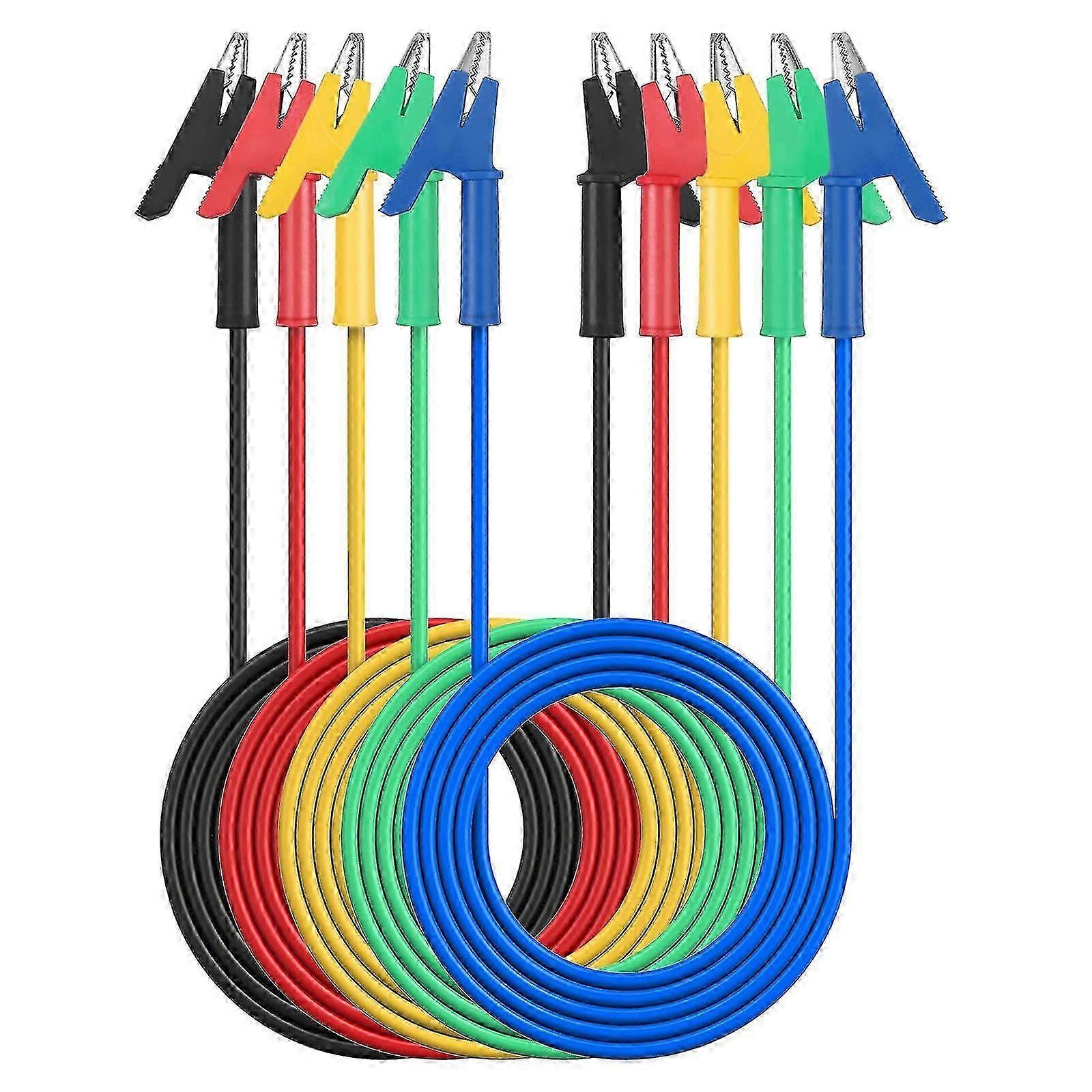 2025 Test Lead 5pcs Test Lead Insulated Alligator Clips 15A Test Lead with Insulating Clips Test Flexible Copper Cable for Electrical Testing 5 Colors