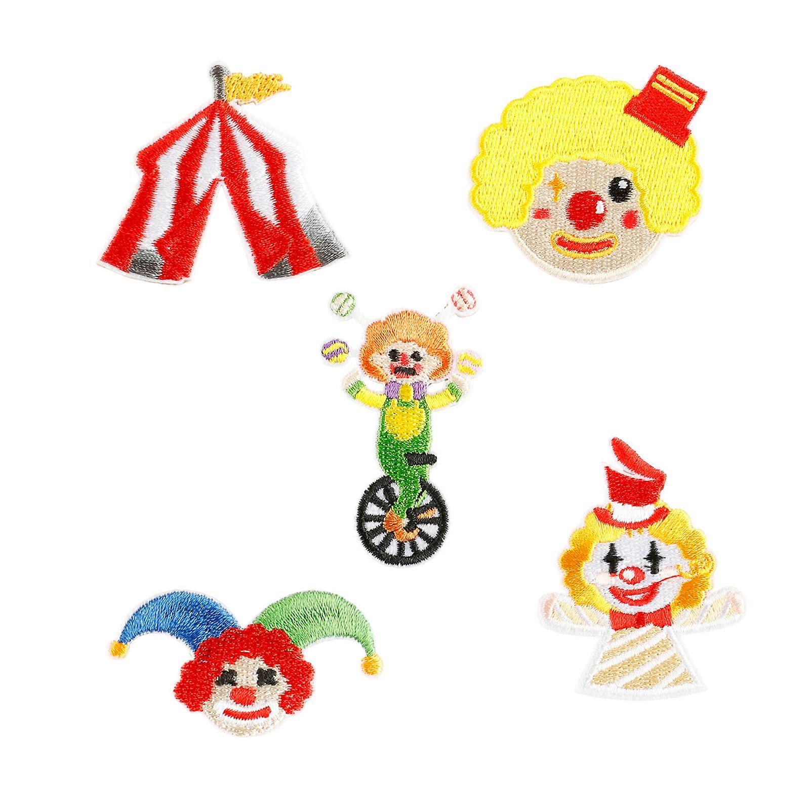 5 Pcs Lovely Clown Embroidered Patches Iron On Patches Sew On Patches Circus Series Sewing Patches Applique Patches Multicolor