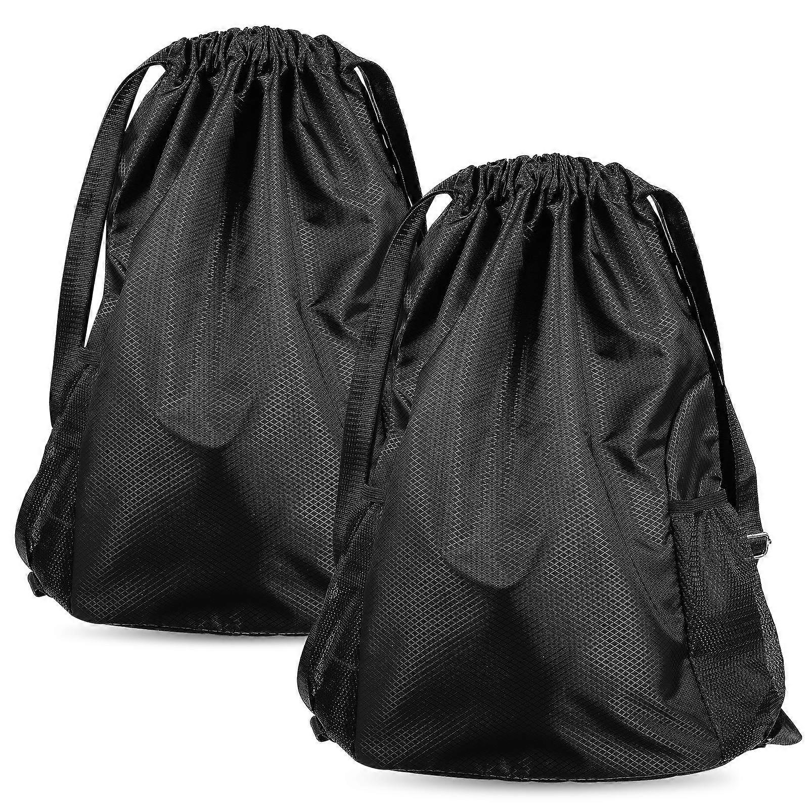 2 Large Drawstring Backpacks for Gym, Hiking, Camping, School & Sports – Multi Purpose Bags with Inner & Side Pockets