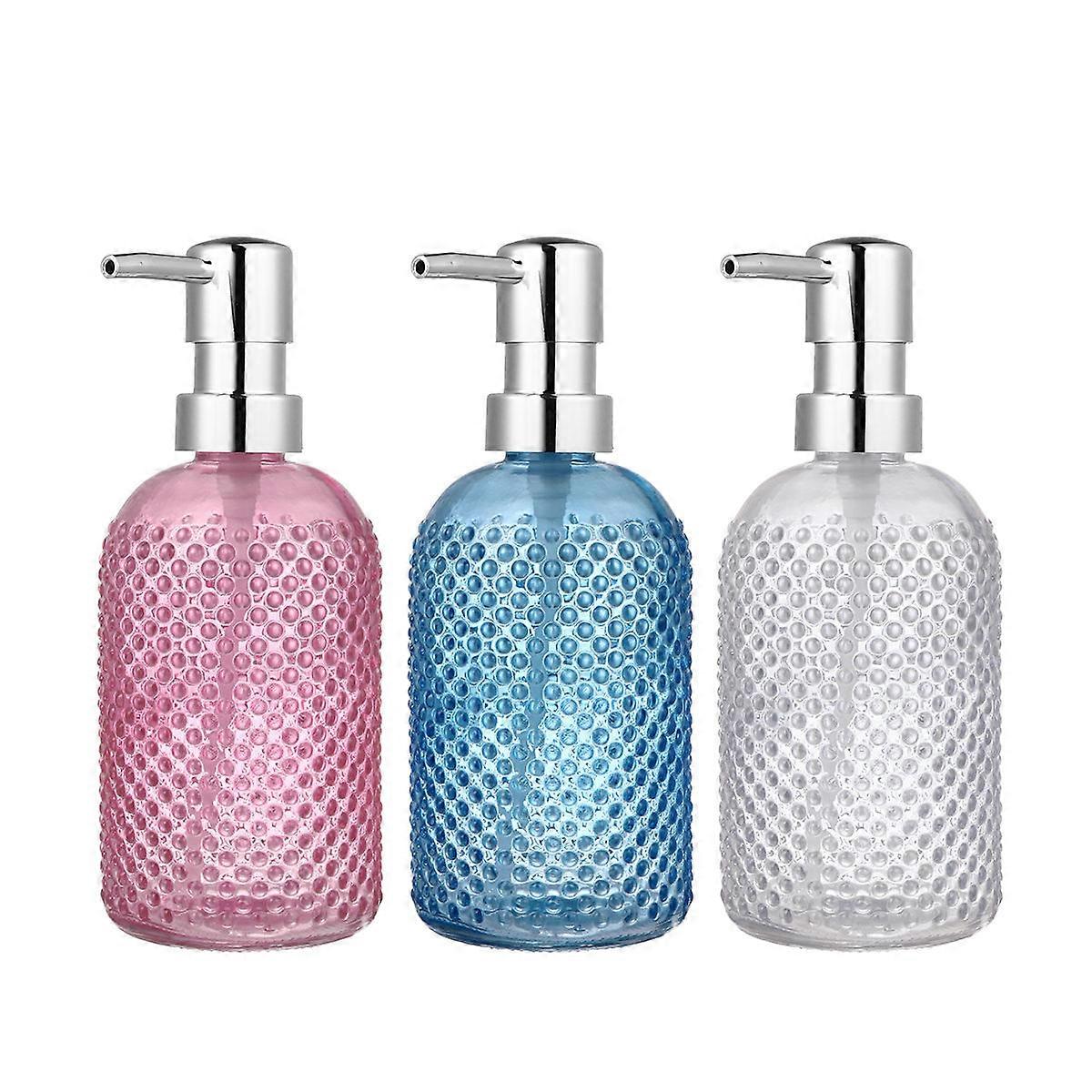 3Pcs Glass Soap Dispenser with 400ML Capacity for Storage Assorted Color