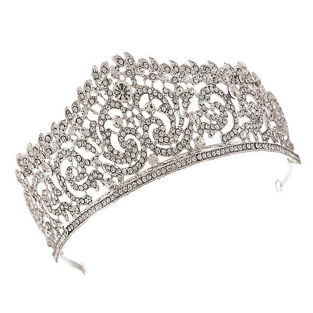 Rhinestone Crown for Women Classic Design with Silver Color Alloy Material Free Size Fits Most