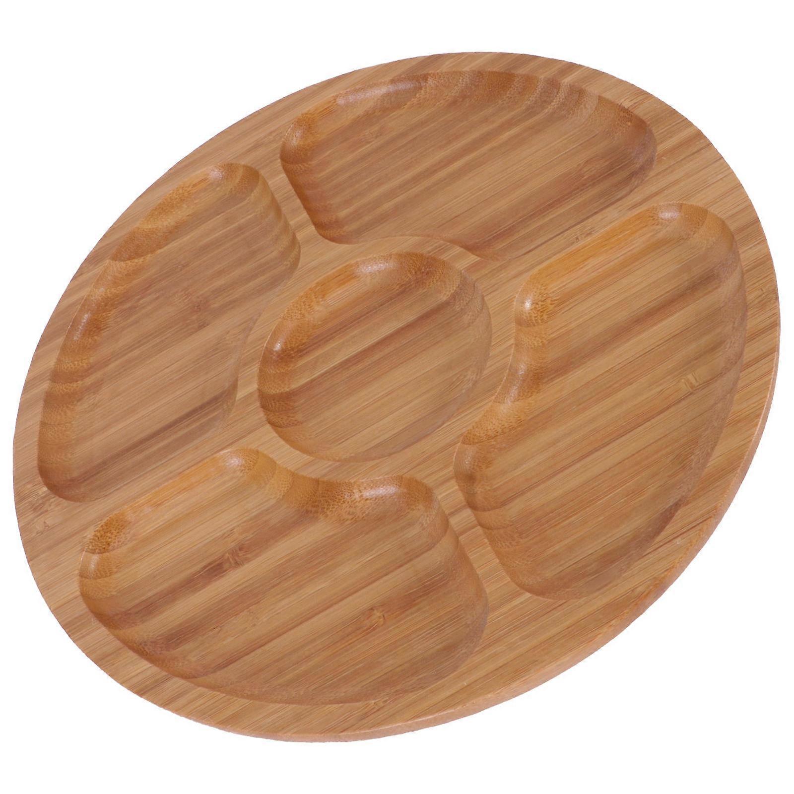 Simple Light Brown Multigrid Food Plate for Kitchen Use Synthetic Material 5grid