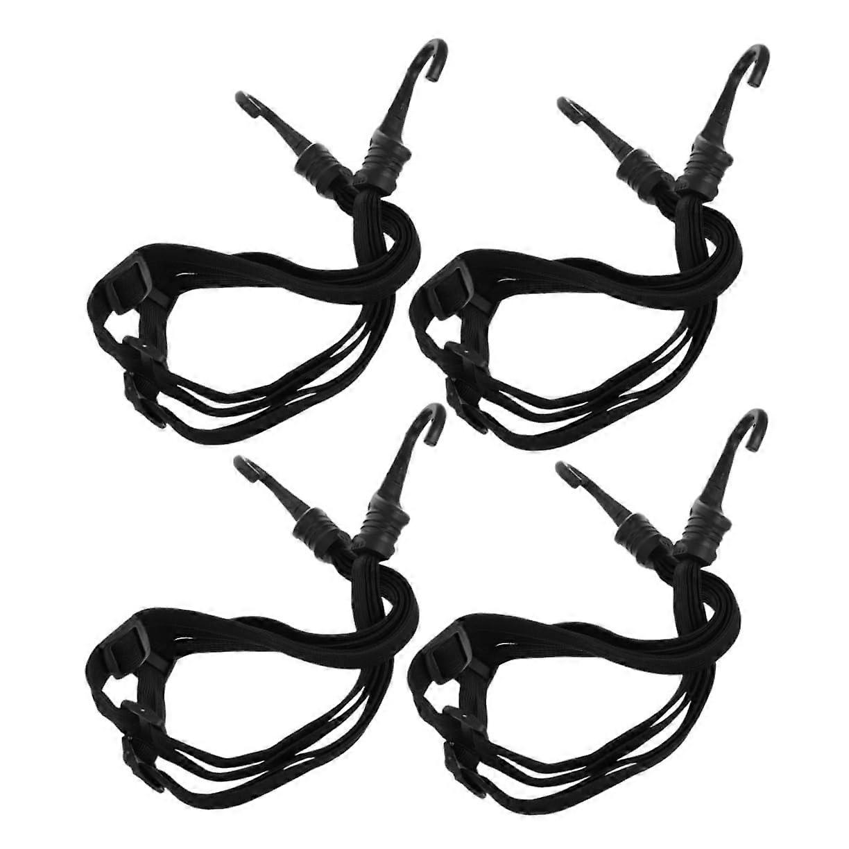 4 Adjustable Elastic Bungee Cords for Helmet and Luggage, Rubber TieDown Straps for Secure Transport of Loads