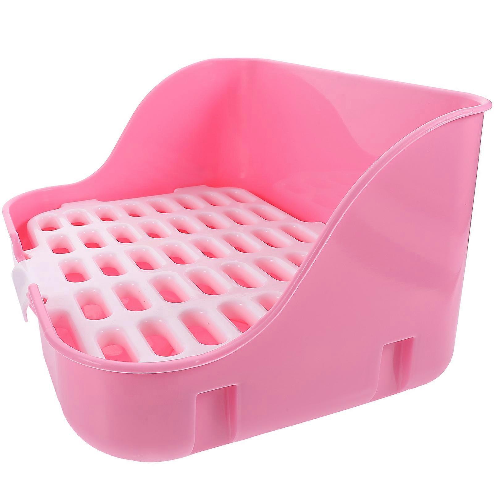 Pink Plastic Rabbit Litter Box with Leak Proof Design for Hamster Guinea Pig Storage 7.8x5.9x3.1 Inches