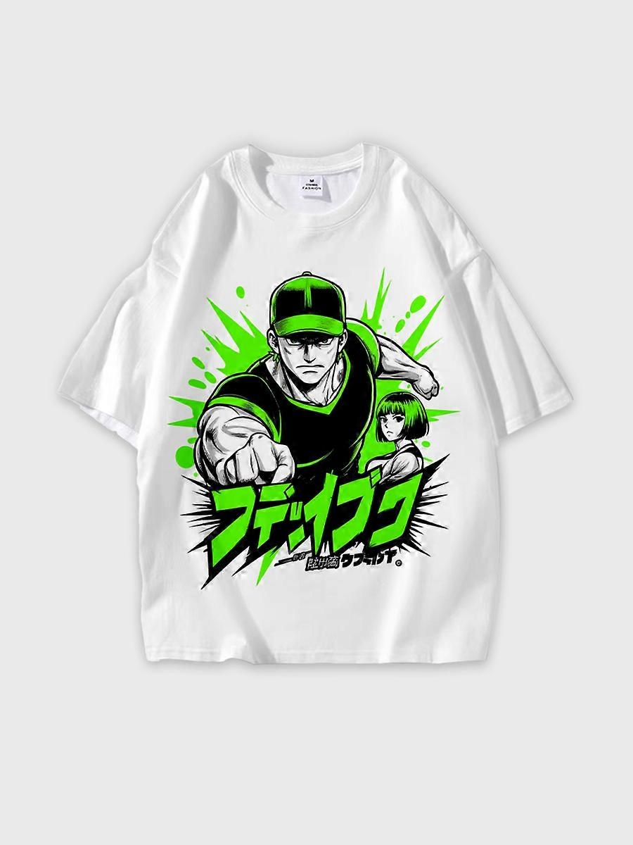 T-shirt round neck book Characters Pattern loose short sleeve E1576