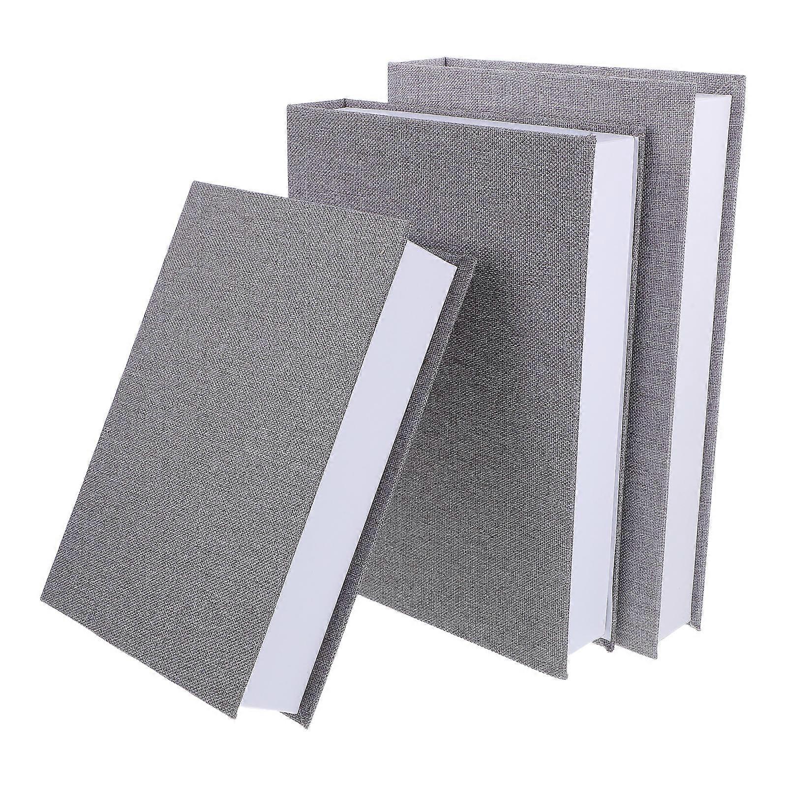 Simulation Book Storage Box Dark Grey Vintage Style Faux Books For Bookshelf Multi Functional 3Pcs