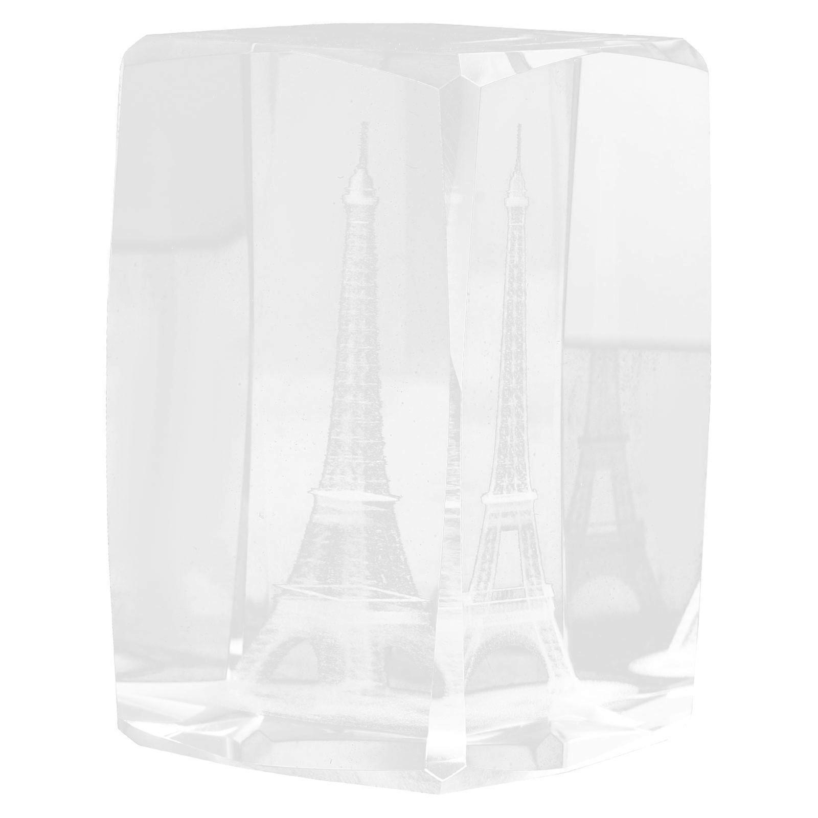 Engraved Eiffel Tower Crystal Model Paperweight Decorative Ornament for Home Office Tabletop Display Gift
